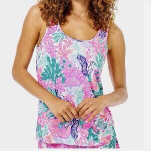 Lilly Pulitzer Pajama Set XXL Multi Seaside Carnivale Knit XXL Tank Pants Pink